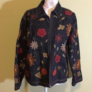 Chico’s jacket denim embroidered